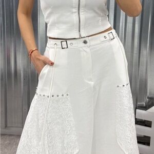 White Lace Detail Skirt and Vest Set